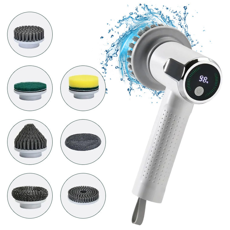 Multifunctional Smart Display Electric Cleaning Brush Wireless Kitchen Sink Cleaning Brush Waterproof Electric Pot Brush Cleaning Tool